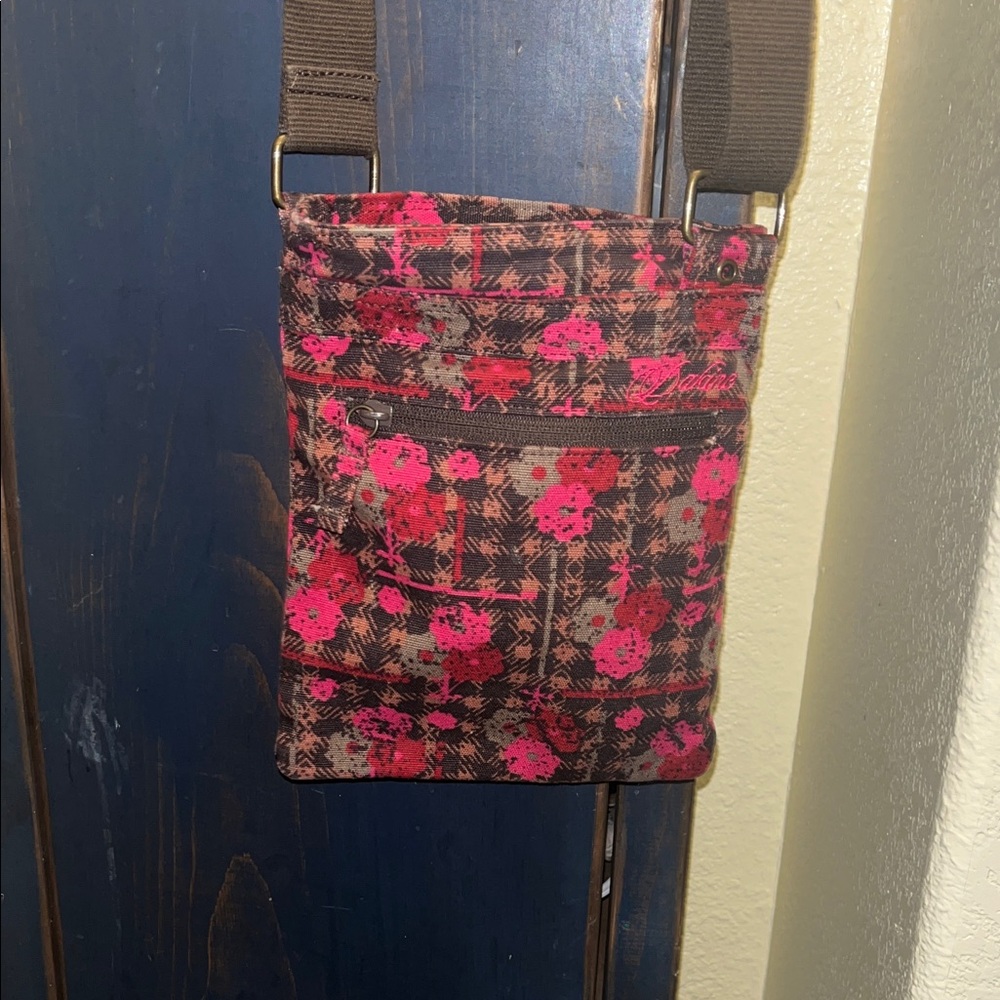 Floral Crossbody Bag - Pink and Brown